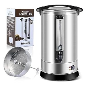 Coffee Urn 100Cups Large Coffee Dispenser 14.2L Full Stainless Steel Commercial Coffee Maker Double Wall Quick Brew Electric Beverage Dispenser Hot Water Urn