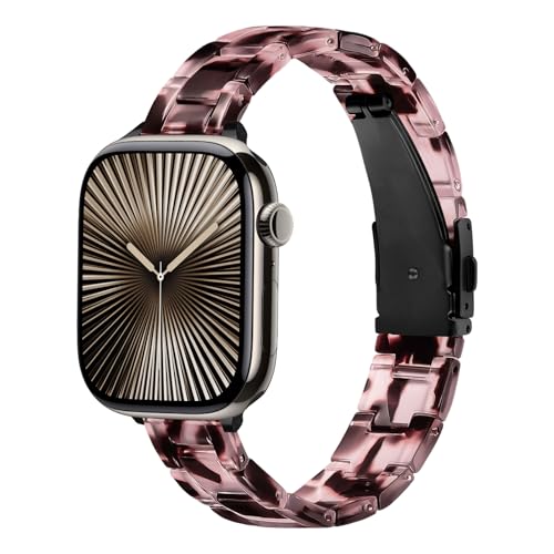 コンパチブル Apple Watch レデバンド 40mm 41mm 38mm 44mm 45mm 46mm 42mm, ステンレス鋼バックル付き 交換バンド 樹脂長さ調節 iwatch ベルト Series 10 SE 9 8 7 6 5 4 3