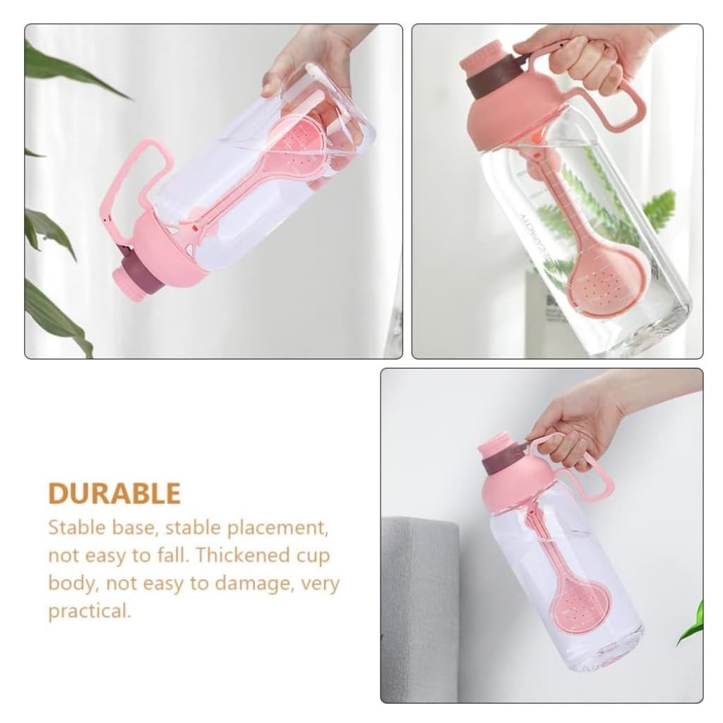 Bouteille d'eau Bouteille d'eau de bureau en plein air bouteille de paille d'eau de sport de forme physique bouteille d'eau portative avec la passoire à thé bouteille d'eau de 1.8L Gourde(Rosa)
