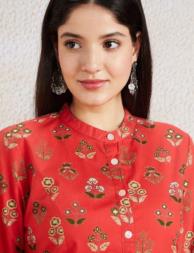 Image of Amazon Brand - Myx Women Printed Cotton Regular Fit Kurta (Available in Plus Sizes)