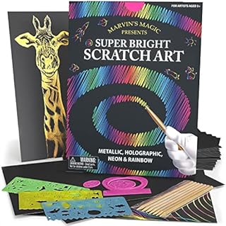 Marvin's Magic - Super Bright Scratch Art - x48 Premium Magic Scratch Boards - Scratch Art Kit With Black Scratch Paper & Rainbow Scratch Paper - Scratch Art For Kids
