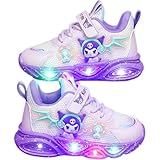 [MsiDtsoy] キッズ スニーカー 女の子 光る靴 LED 軽量 通気性 滑り止め 生活防水相当 メッシュ/合皮 片手着脱 マジックテープ 春 夏 秋 ピンク/パープル お姫様風 クール系 ガールズ 運動靴 14–20cm (16.0 cm,パープル（メッシュ）) [並行輸入品]