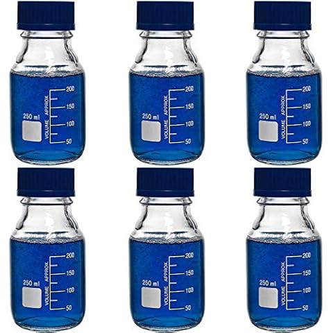 Karter Scientific 250ml Glass Round Media Storage Bottles with GL45 Screw Cap, Borosilicate Glass, 251L5 (Case of 6) Cover