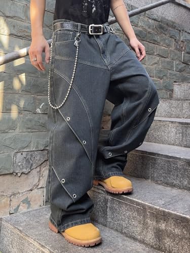 Mens Baggy Jeans Patchwork Y2k Hip Hop Wide Leg Denim Pants Casual Loose Fit Trousers Streetwear2