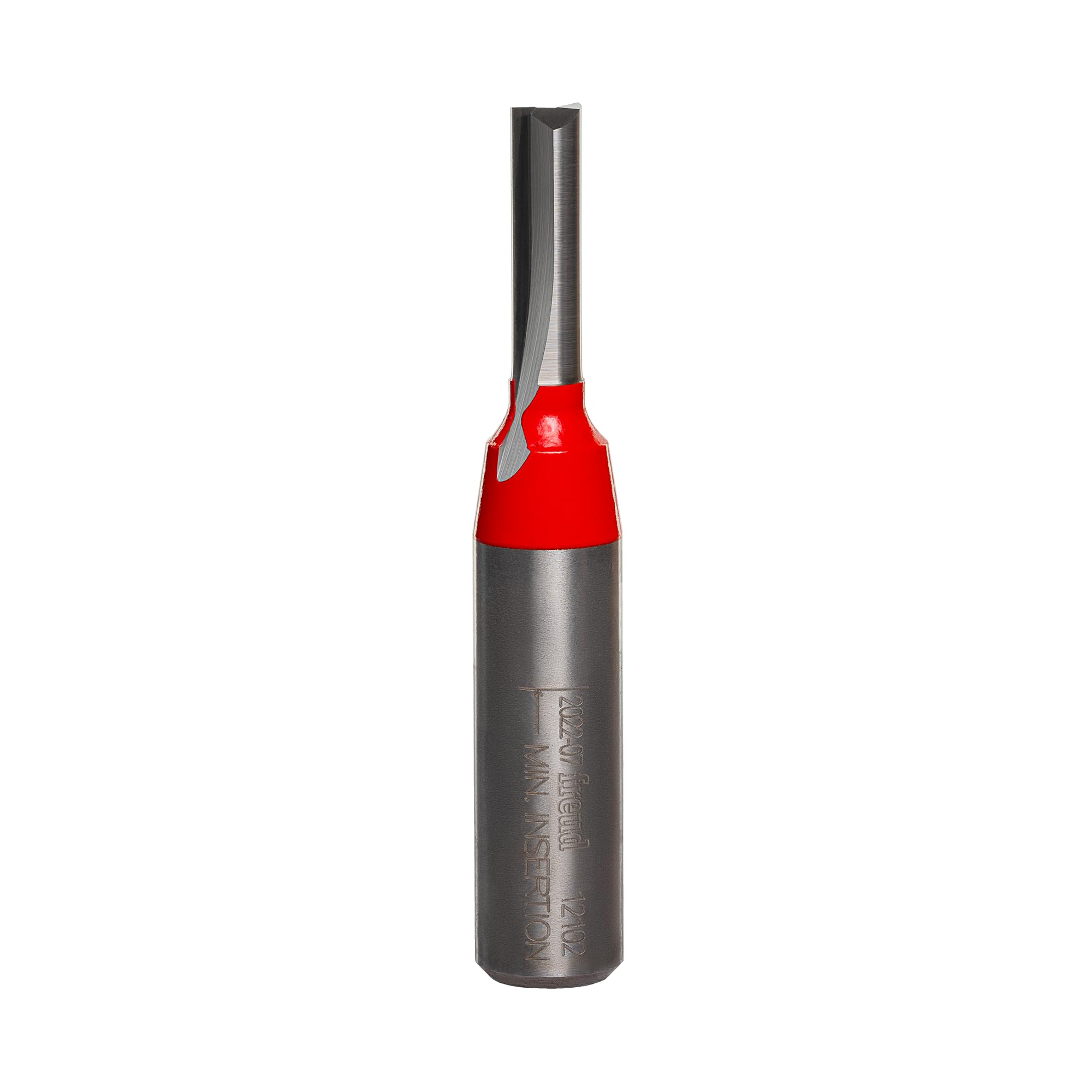 Freud 12-102: 1/4" (Dia.) Double Flute Straight Bit with 1/2" Shank, 2-7/8" Overall Length,Red