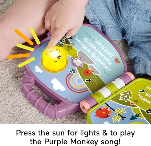 image for Fisher-Price Baby Toy Purple Monkey Musical Storybook with Lights & So