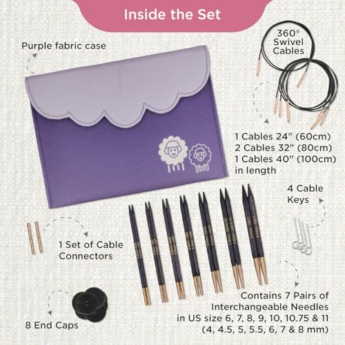 Knitpro 19301 J'adore Cubics Deluxe Set Di Aghi Circolari Intercambiabili, Lunghezza Normale - 2