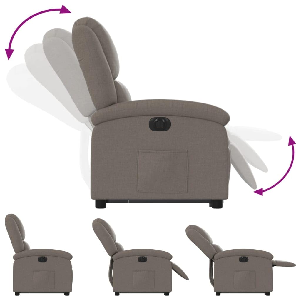 Tidyard Relaxsessel, Sessel Verstellbar mit Liegefunktion, Sessel mit Aufstehhilfe, Aufstehsessel, Polstersessel, Ruhesessel, Taupe Stoff