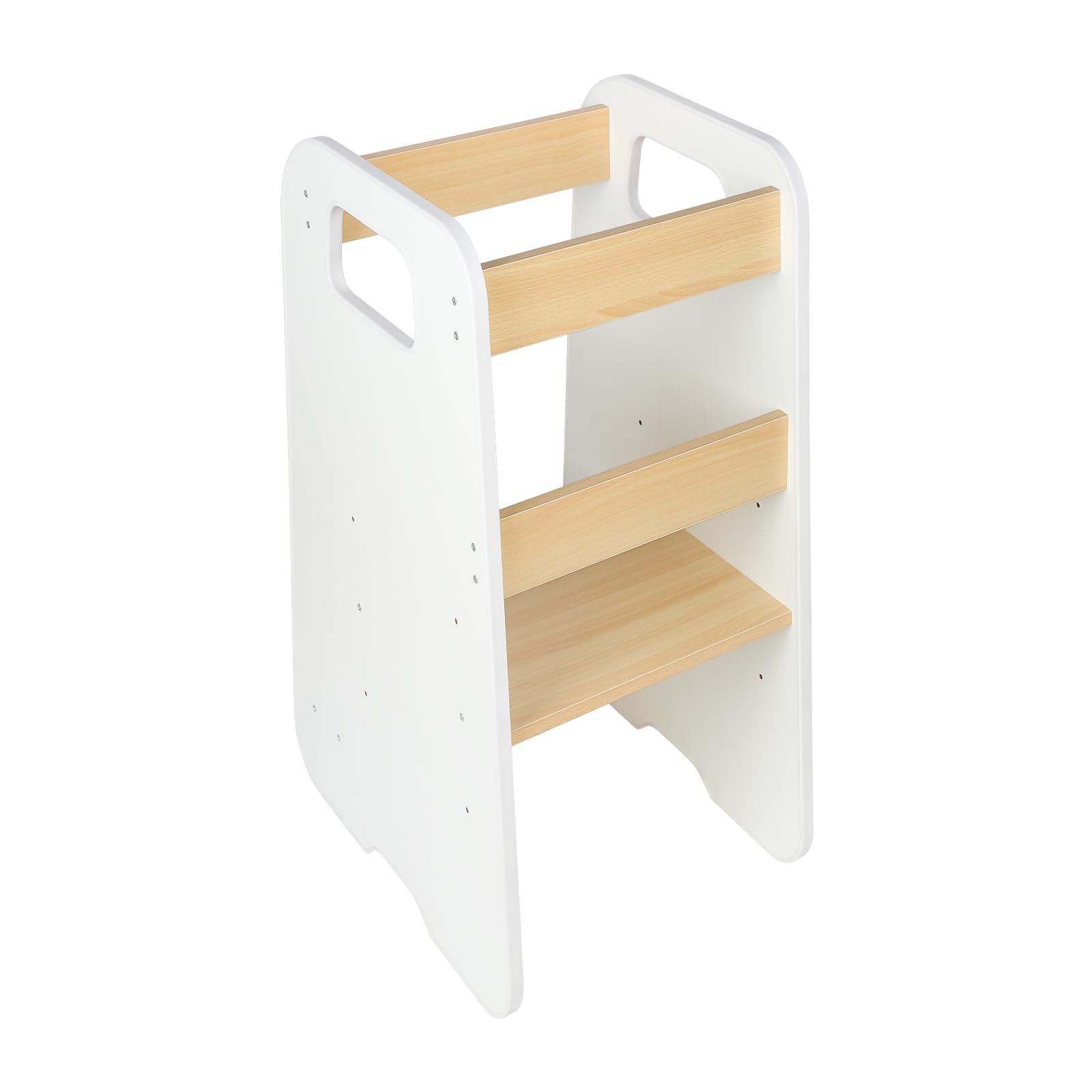 Beobachtungsturm für Kinder Montessori – Lernturm ab 1 Jahr – sicher und höhenverstellbar – 80 x 50 x 40 cm, Braun Weiß