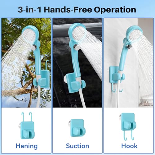 Douche portable de camping avec chauffe-eau 2000W et batterie rechargeable 6000mAh