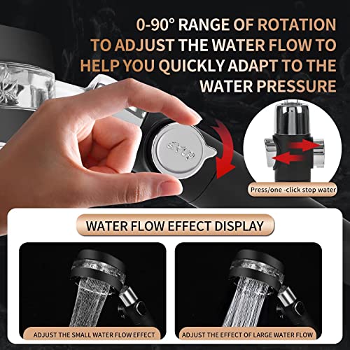 Lebensfreude Black Shower Head, Water Saving Filtered High Pressure Shower Heads Hydro Shower Jet Head 2 Function Hand Shower Set Comes With 3 Filters #TOP6