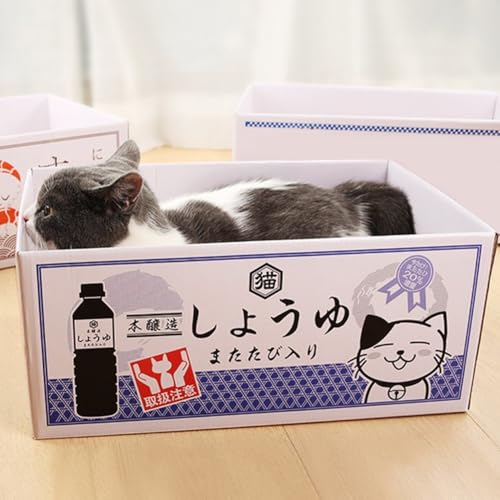 Maison en carton pour chat avec grattoir durable et cachette lapin - 3