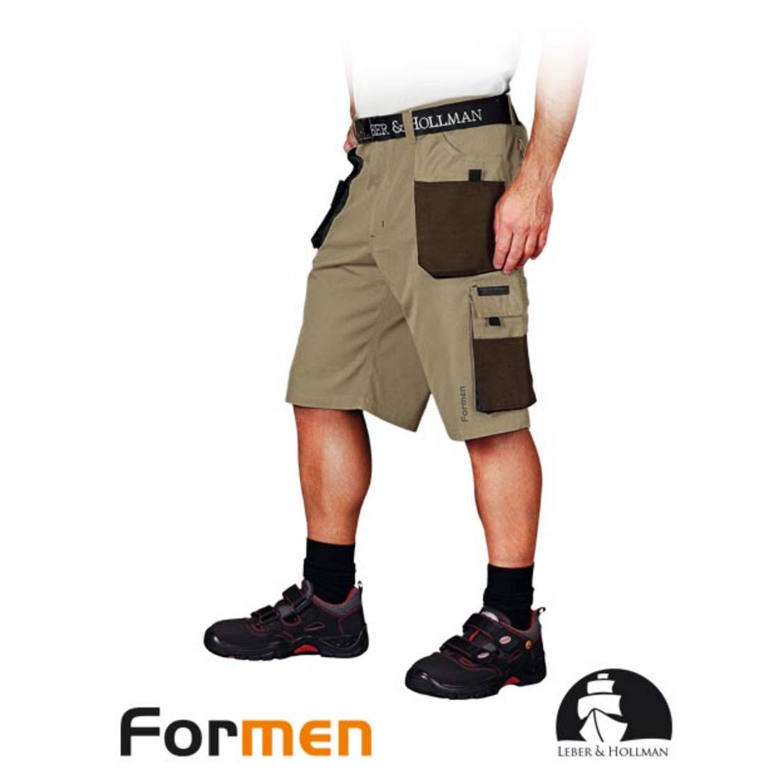 Leber&Hollman LH-FMN-TS_BE3L Pantalon de protection court Beige-Braun Noir Taille L