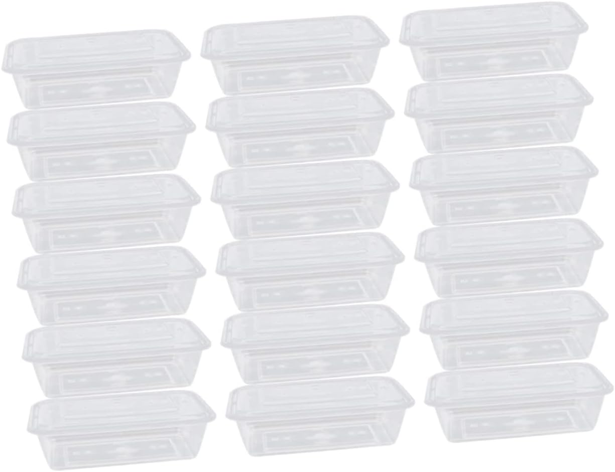 Cabilock 50pcs Disposable Packing Boxes Transparent Take Out Containers with Lid Temperature Resistant for Fruit Salad Fries for Food Trucks Lunch Packing