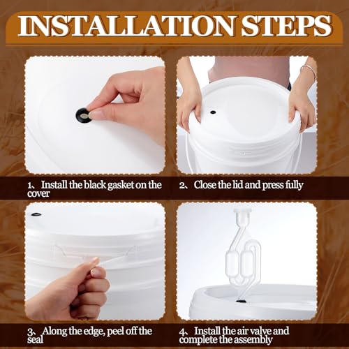 Image of Ziliny 4 Pcs White 2 Gallon Fermentation Bucket with Twin Bubble Airlock Grommets Lid Brewing Wine Fermenter Fermentation Kit for Home Beer Wine Mead Other Fermented Beverage