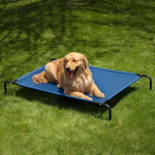 Elevated Dog Bed for Large Dogs,Raised Dog Cots,Indoor & Outdoor Cooling Waterproof Pet Hammock with Washable Breathable Mesh,Blue 50in - Image 6