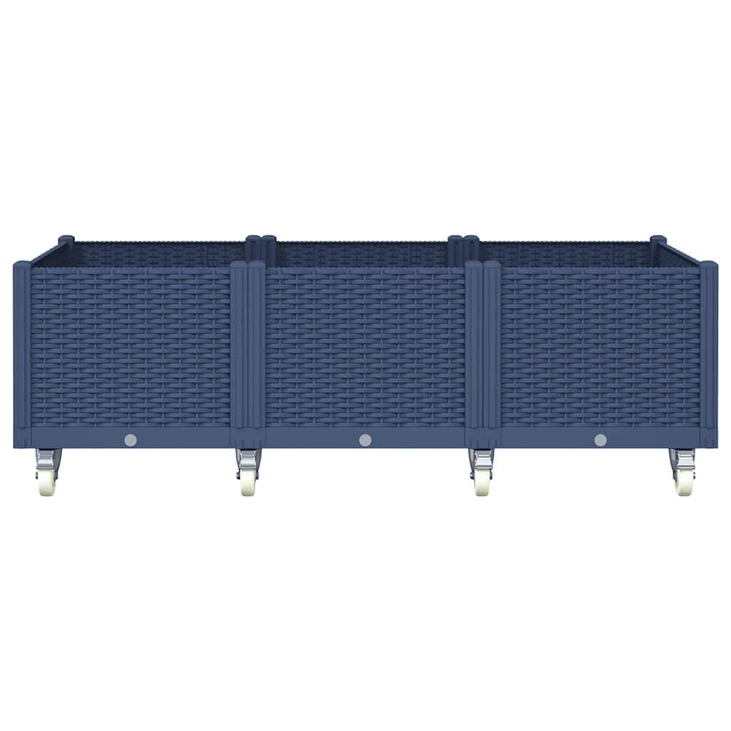 vidaXL Pflanzkasten mit Rollen Blaugrau 150x80x54 cm PP