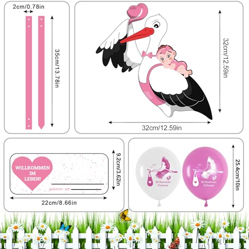 Cigogne à clapette pour bébé rose, le cadeau de naissance idéal - 2