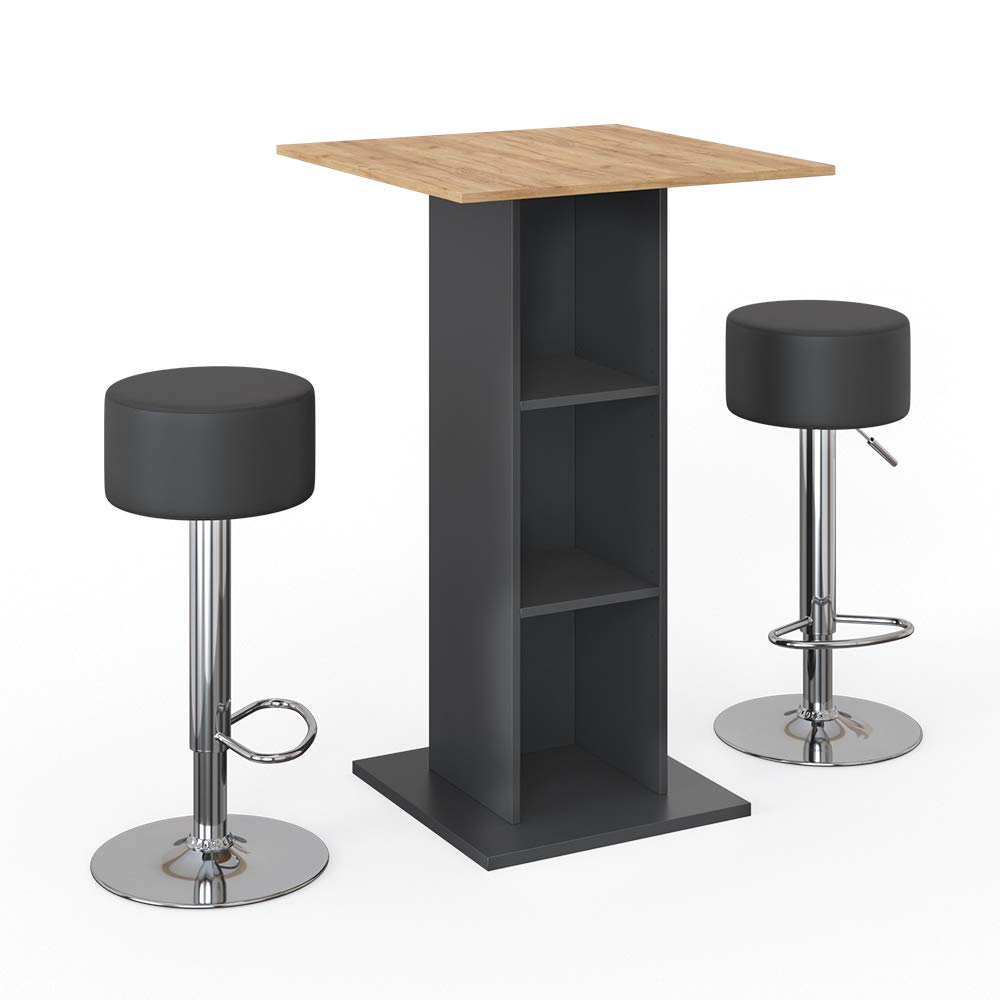 Vicco Set de Table de Bar Rodeo, Anthracite, 70x70cm