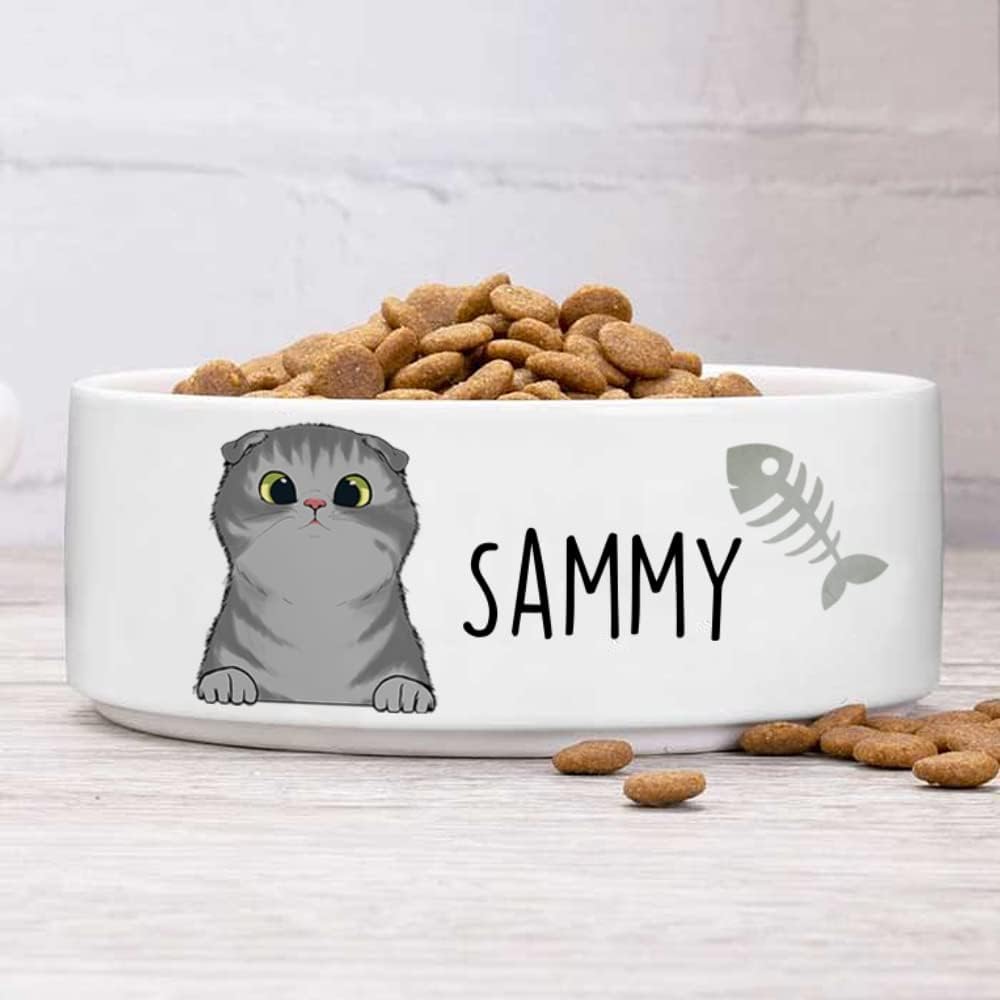 Personalized Rustic Ceramic Bowl for Small Pets – Custom 5"x2" Food or Water Dish with Name & Breed – Boho Coastal Cabin Gift for Cat Lovers, Kitten Owners, or Stylish Homes with Feline Friends