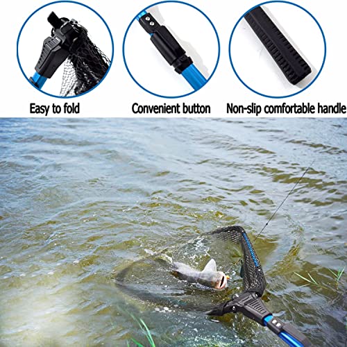 Senston Fishing Net with Telescopic Rod Handle, Scalable Nylon Fishing Landing Net for Kayak Salmon, Catfish, Trout - Image 4