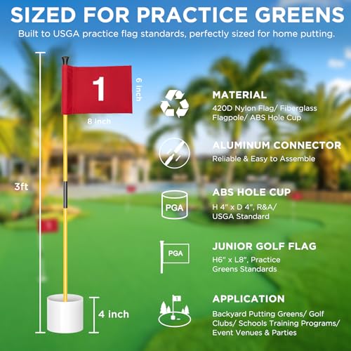 image for KINGTOP Miniature Golf Flagstick, Practice Putting Green Flags for Yar