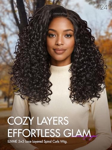 Image of LUVME HAIR All-Day Comfort 5X5 Bouncy Curly 180% Density Glueless Wigs Human Hair Pre Plucked Pre Cut Long Black Wig Lace Closure Wigs Frontal Wigs Human Hair Layered Curly