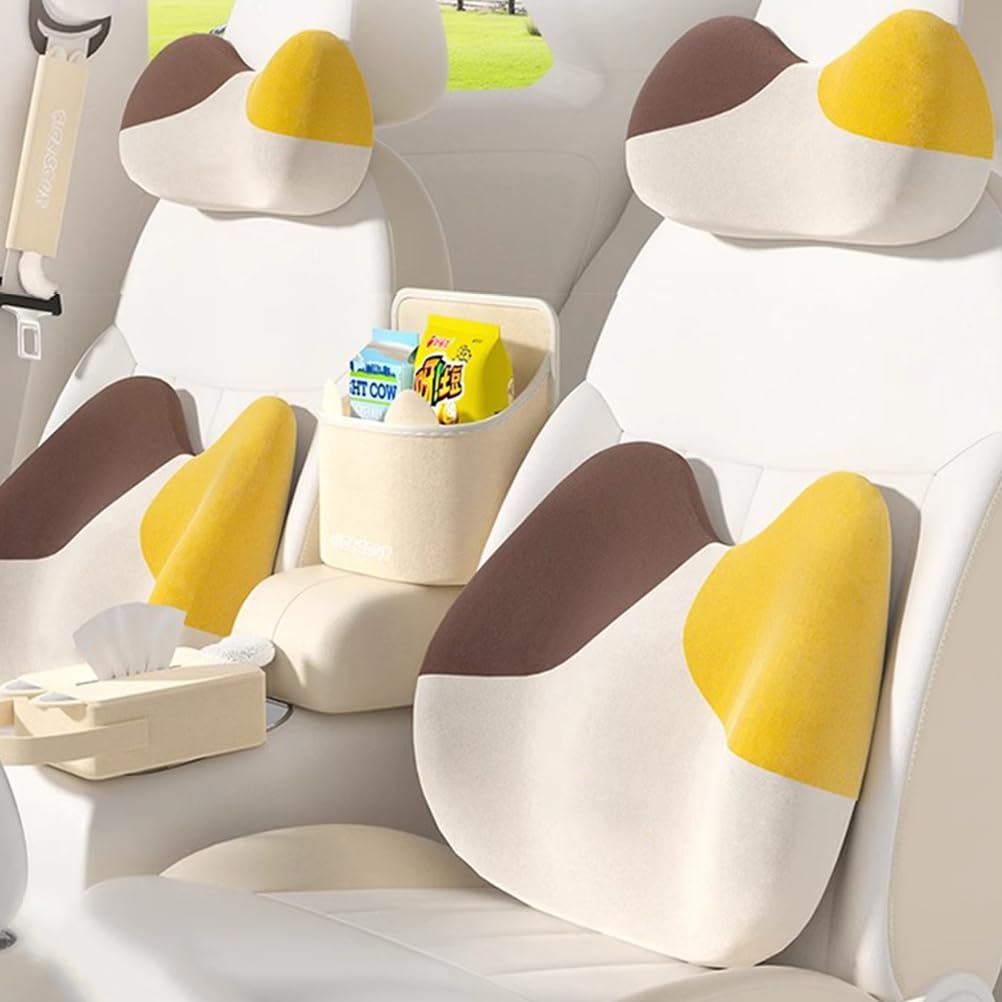 Cuscino lombare auto, Schiuma Memory multifunzionale cuscini schiena sedile supporto, cuscino decorativo, seduta, ufficio, divano,Yellow 01
