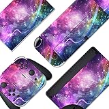 PlayVital Skin Sticker für Nintendo Switch OLED Modell,Aufkleber Sticker Decal Folie Abziehbild Faceplates Klebefolie für Switch OLED Konsole&Joy Con&Dock&Grip(Leuchtende Galaxie)