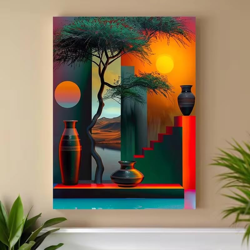 Tableau africain abstrait coloré pour illuminer les murs de votre chambre