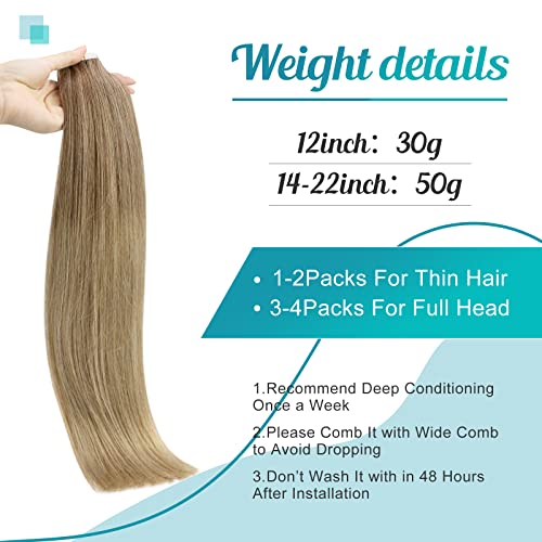 Fshine Real Human Hair Tape in Extensions,16 Inch 20 pcs 50 g,Straight Natural Look Double Sided Tape,Color 10 16 16 Light Blonde to Ash Blonde,Perfect for Thin Hair Daily Wear - Image 4