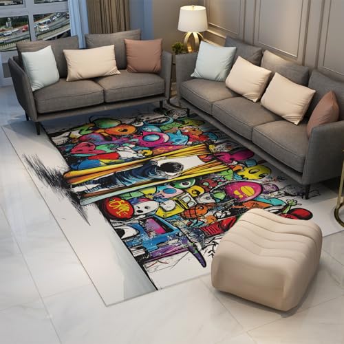 Carpette de zone graffiti colorée doux pour décoration de sol moderne