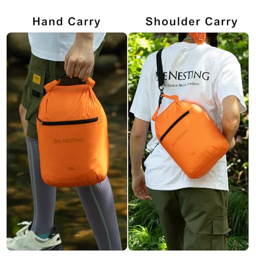 Bee Nesting Bolsa Seca Ultraligera Impermeable 10L con Bolsillo con Cierre, Nylon 20D con Separación Húmedo/Seco, Bolsa Flotante para Kayak, Bote y Playa (Verde Menta) miniatura 7