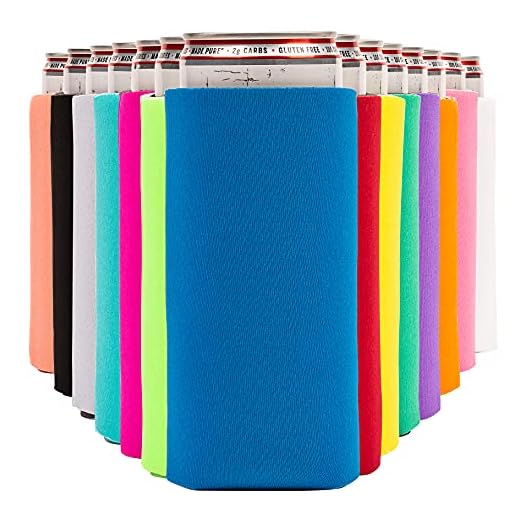 Slim Can Cooler Sleeves (14-Pack) Soft Insulated Slim Can Koolie for White Claw Seltzer & Slim Beer - HTV Blanks for Vinyl Projects - Skinny Can Koolies Bulk - Tall Can Koolie - Coolies for Slim Cans