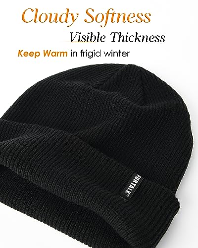 Furtalk Beanie Hat For Women Men Winter Hat Womens Cuffed Beanies Knit Skull Cap Warm Ski Hats Black #TOP1
