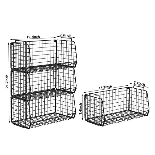 X-Cosrack Stackable Pantry Baskets Household Food Storage Organizer With Handles 3 Pack-15.7 Wide, Foldable Snack Rack Stand With Open Front Stacking Farmhouse Bins For Countertop Cabinets Kitchen #TOP6