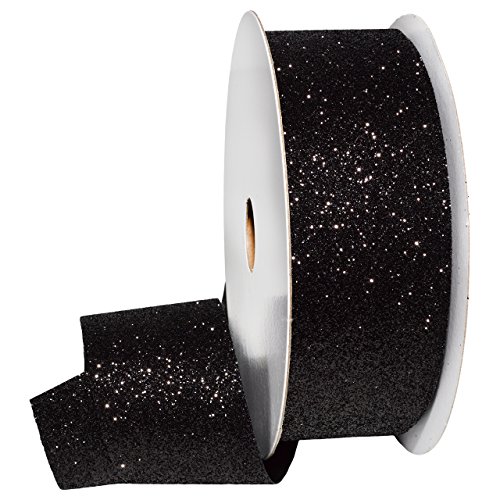 Morex Ribbon 985 Princess Glitter Princess Glitter Ribbon, Black, 1-1/2