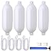 Yescom Ribbed Boat Fender 6.5"x23" Bumper Dock Shield Protection White w/ Lines Pump (Pack of 4)
