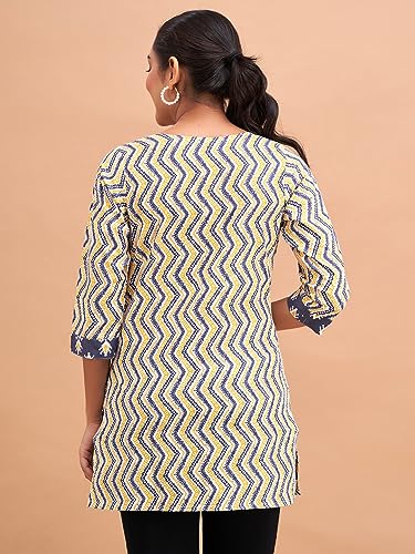 Image of feranoid Women Cotton Printed Short Kurti | Short Kurti for Women | Printed Cotton Kurti