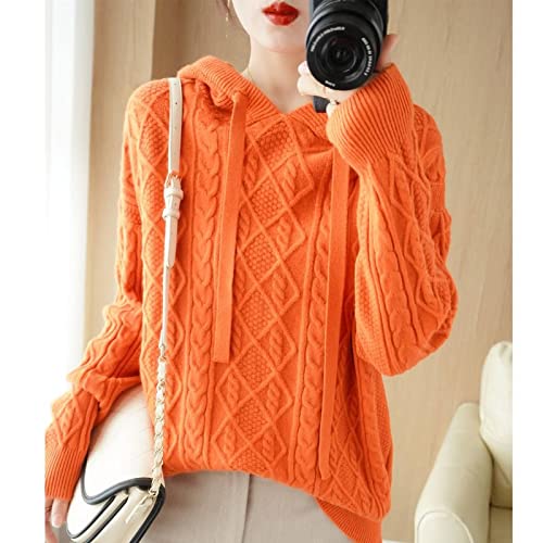 Chemise à capuche en tricot pour femmes | Sweat shirt uni ample