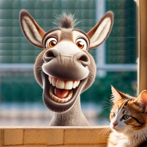 Cartoon Esel Fensteraufkleber Selbstklebend Wiederverwendbare Komische Esel Fensterbilder Doppelseitige PVC Aufkleber Glas Aufkleber