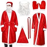 ZZXIAOJIE Santa Claus Robe Christmas Costume for Men Xmas Cosplay Outfit with Hat Beard Belt Gloves Fancy Dress Party Homewear