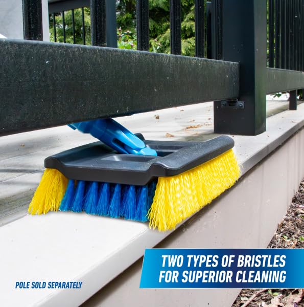 Unger Professional Lock-On Wood & Composite Deck Brush, Scrub for Outdoor Decks with Durable Dual-Bristle, Swivel Deck Cleaning Brush for Home & Business image 5