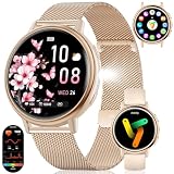 Smartwatch Damen mit Taschenlampe, 1,26‘’ HD Display Fitnessuhr für Frauen mit Anrufannahme, Herzfrequenz-/Schlaf-/SpO2-Monitor, IP68 Wasserdicht, 110+ Sportmodi Smart Watch für iOS Android, Roségold