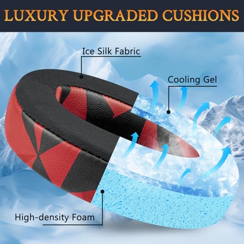 Image of SOULWIT Cooling Gel Earpads Replacement for Anker Soundcore Life Q30 /Q35 Headphones, Ear Pads Cushions with Ice Silk Fabric, High-Density Noise Isolation Foam - Red Storm