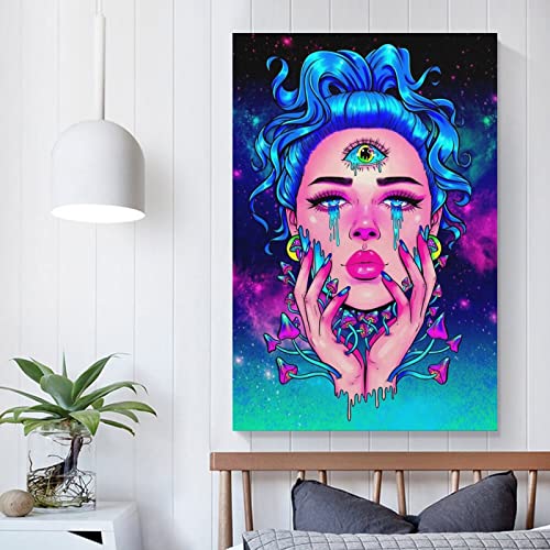 Hitecera Trippy Mushroom Girl Poster Decorative Painting Canvas Wall Posters And Art Picture Print Modern Family Bedroom Decor Posters 16X24Inch(40X60Cm) #TOP4
