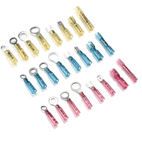 Sopoby 250Pcs Heat Shrink Wire Connectors Marine Electrical Terminals Kit Waterproof Automotive Ring Terminal Connectors Set With Case #TOP1