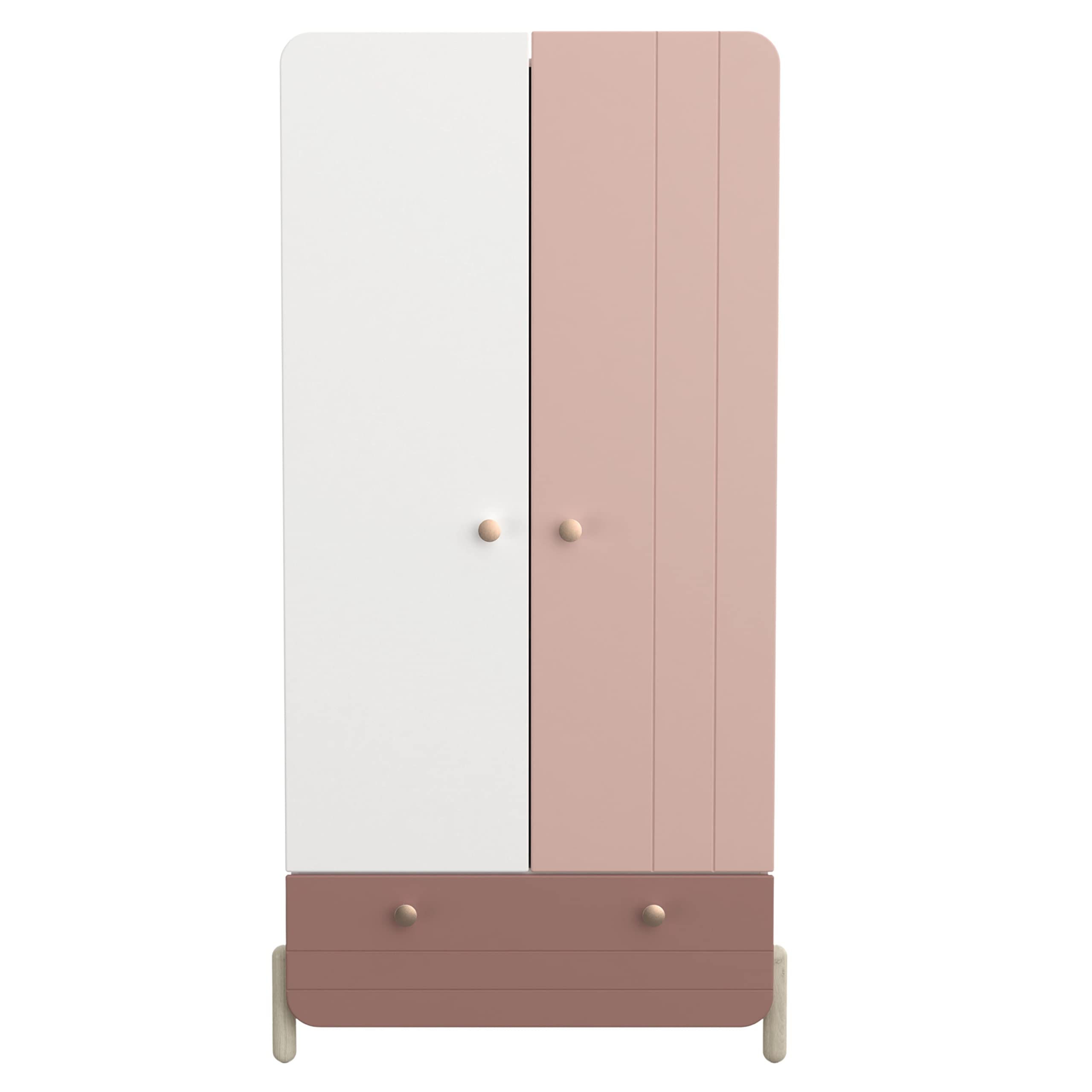 Demeyere Armario Alto Infantil o Juvenil Jade Color Rosa y Blanco Mate Habitación Dormitorio 188x95x52 cm