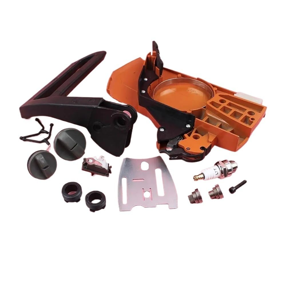 Adecuado for motosierra HuS 266, 268, 272, 61 y 66. Kit de placa de palanca de cubierta de embrague lateral de freno con tapa de aceite, engranaje helicoidal 5037366-01.