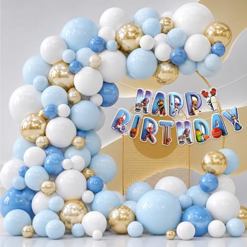 Image of Rozi Decoration Cricket Theme Birthday Decoration Kit with Pastel, Metallic & Chrome Balloons, Paper Banner - 41 Pieces Cricket Birthday Party Decoration Combo Set